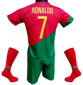 Komplet strój piłkarski Ronaldo Portugalia koszulka spodenki getry 128 cm