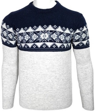 Sweter męski wełniany we wzorki W425 ciepły r. L