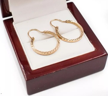 ZŁOTE KOLCZYKI KOŁA Z ZAMKN.BIGLEM 14K 2 CM 1,8G