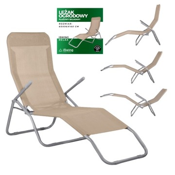 LEŻAK OGRODOWY PLAŻOWY SKŁADANY FOTEL TURYSTYCZNY GRAWITACYJNY SOLIDNY