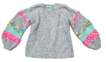 Sweter kardigan handmade bufiaste rękawy Alpaka S M L