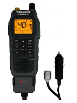 PRZENOŚNE RADIO CB PRESIDENT RANDY III RĘCZNIAK NA BATERIE LUB ADAPTOR 12V