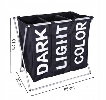 КОРЗИНА ДЛЯ БЕЛЬЯ С 3 ОТДЕЛЕНИЯМИ ДЛЯ БЕЛЬЯ ОРГАНАЙЗЕР БОЛЬШОЙ КОНТЕЙНЕР ДЛЯ ИГРУШЕК 130 Л