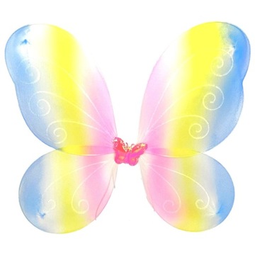 Skrzydełka MOTYL WRÓŻKA Tęczowe zdobione Brokat Strój Skrzydła