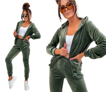 WELUROWY KOMPLET DRESOWY SPODNIE BLUZA ROZPINANA M