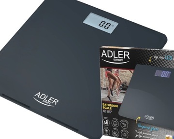 WAGA ŁAZIENKOWA GRAFITOWA DO 150KG SZKLANA ADLER