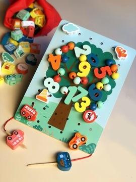 Блоки цифр, деревянные бусины, резьба 897.