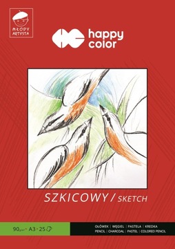 Blok szkicowy, A3/25k, 90g, Happy Color