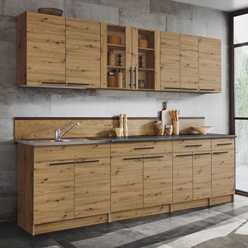 Meble kuchenne z BLATEM - 2,6 m - EDEK dąb artisan [M1-K2]
