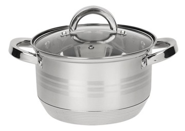 GARNEK STALOWY 18 cm 2,5 L MIARKA PODZIAŁKA na indukcję gaz z pokrywką