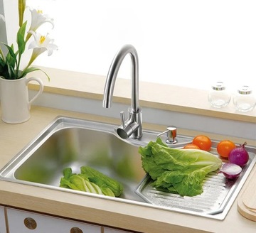 КУХОННЫЙ Смеситель для мойки, ВЫСОКОВРАЩАЮЩИЙСЯ, ПОДВИЖНЫЙ, ДУГА, Смеситель для раковины, ХРОМ