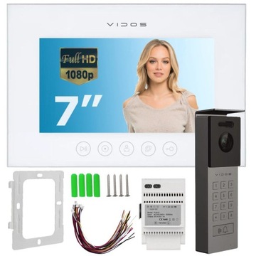 Wideodomofon VIDOS M11W S12D FullHD SZYFRATOR FURTKA + BRAMA IP66