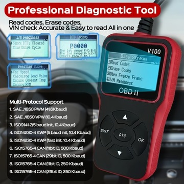 Автомобильный диагностический сканер OBD2, считыватель кодов неисправностей двигателя