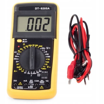 CYFROWY MIERNIK MULTIMETR PRĄDU DT9205A LCD CYFRA