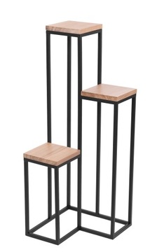 Kwietnik metal loft 3 donicowy lite drewno dąb