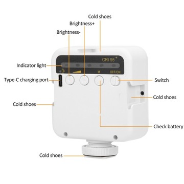 ULANZI VL49 Маленькая светодиодная лампа для камеры, регулируемая