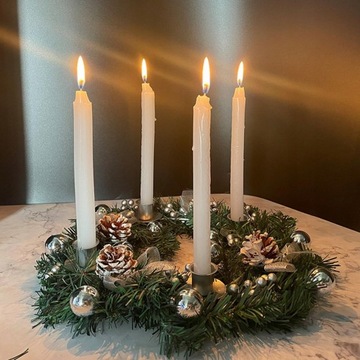 12-дюймовый рождественский венок Адвента со свечой