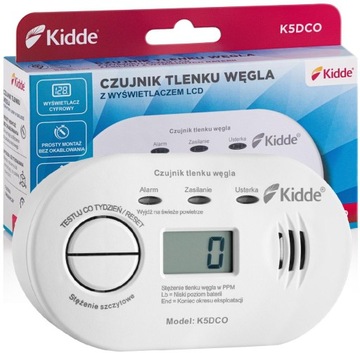 CZUJNIK CZADU BIAŁY Kidde K5DCO WYŚWIETLACZ LCD 7 LAT