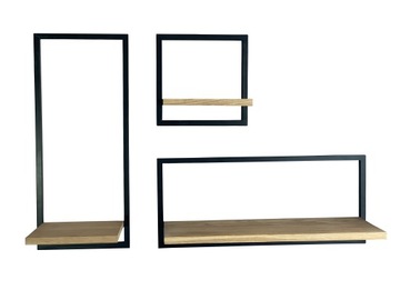 КОМПЛЕКТ ПОДВЕСНЫХ ПОЛОК LOFT ДУБ НАТУРАЛЬНЫЙ МЕТАЛЛ