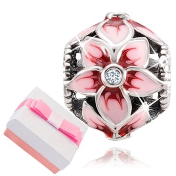 ZAWIESZKA CHARMS KORALIK KWIAT SREBRNY 925 BEADS. CHARMS SREBRO PRÓBA 925