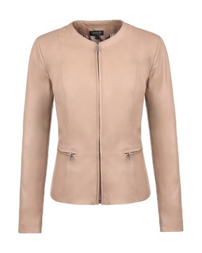 SKÓRZANA CHANELKA KURTKA DAMSKA TOLA LATTE 2XL/44