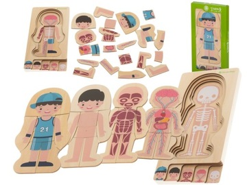 PUZZLE DREWNIANE BUDOWA CIAŁA MONTESSORI CHŁOPIEC
