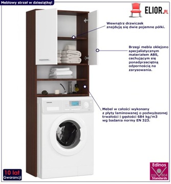 СТОЙКА ДЛЯ ВАННОЙ НАД СТИРАЛЬНОЙ МАШИНОЙ, ДВЕРЬ, 4 ПОЛКИ КОВРИКИ