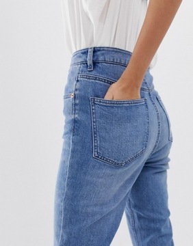 Niebieskie spodnie jeansy wysoki defekt W34 L30