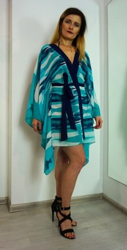 КИМОНО ПЛЯЖНАЯ ТУНИКА ПАРЕО ОКЕАН МИДИ ШИФОН