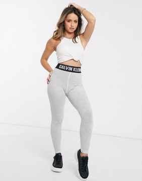 Calvin Klein SZARE LEGGINSY Z LOGO M