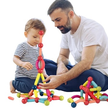 DUŻE KOLOROWE MAGNETYCZNE KLOCKI DLA MAŁYCH DZIECI