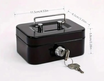 KASETKA METALOWA NA PIENIĄDZE BIŻUTERIĘ DROBIAZGI KLUCZ KLUCZE SEJF SKARBON
