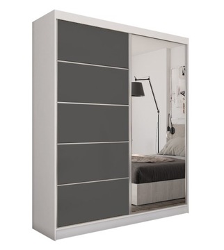 Szafa przesuwna z lustrem M szer.160 cm Szara mat