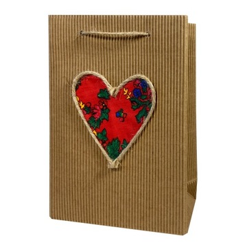 Torebka etno 17x8x25cm GÓRALSKIE SERCE czerwone