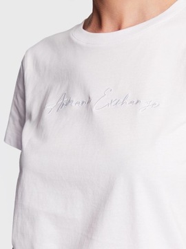 T-shirt damski ARMANI EXCHANGE biały z haftowanym logo na piersi XS