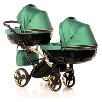 Коляска для близнецов 2в1 Junama Fluo Duo Slim Green 02 V3