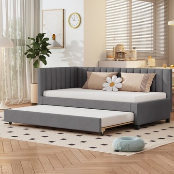 Łóżko tapicerowane 90*200cm rozkładana sofa łóżko dziecięce aksamitu szary