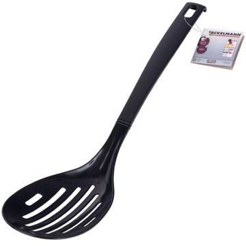 CZARNA ŁYŻKA CEDZAKOWA KUCHENNA 33CM FACKELMANN