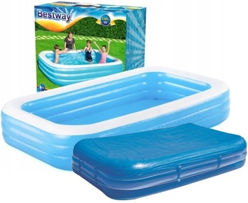 BASEN OGRODOWY DMUCHANY BESTWAY 54009 305x183x55 + POKRYWA 3-KOMOROWY