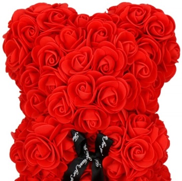 BEAR WITH ROSES RED 28cm BOX BOUQUET OF FLOWERS ORNAMENT GIFT FOR VALENTINE'S DAY