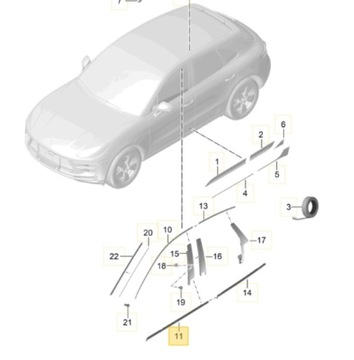 LIŠTA ČERNÁ OKNO PŘEDNÍ LEVÝ PORSCHE MACAN