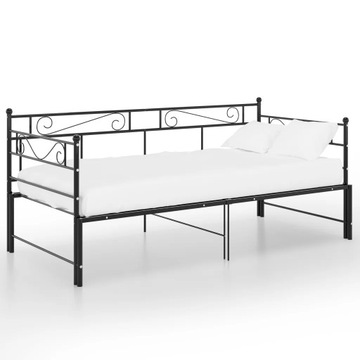 Sofa z wysuwaną ramą łóżka, czarna, metalowa,