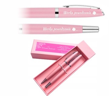 Długopis PREZENT Różowy zestaw TABLICZKA GRAWER