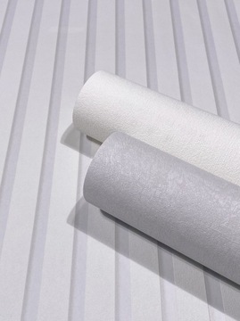 ОБОИ ИМИТИРУЮЩИЕ БЕЛЫЕ ПОЛОСКИ, 3D ВИНИЛОВЫЙ УЗОР НА НЕПОЛЕВОМ