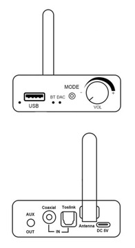 Коаксиальный преобразователь Toslink Bluetooth USB в AUX DAC