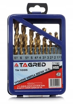 WIERTŁA DO METALU 1.0-10 mm ZESTAW 19-el TYTANOWE