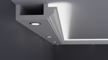 Подвесной потолок, лепнина с подсветкой, карниз 16x6 см