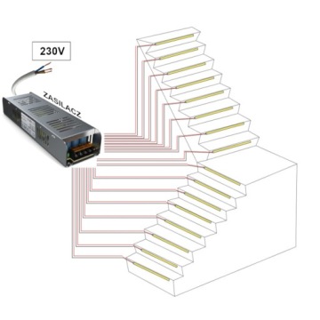 Лестничный светильник 16x1м LED COB LIGHT с кабелем 4м + ПИТАНИЕ