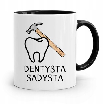 KUBEK CZARNY PREZENT DENTYSTY DENTYSTA SADYSTA z Nadrukiem ze Zdjęciem