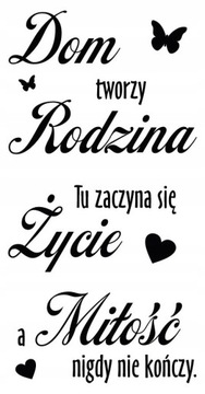 Naklejka napis MOTTO cytat na ścianę DOM RODZINA ŻYCIE MIŁOŚĆ scienne salon